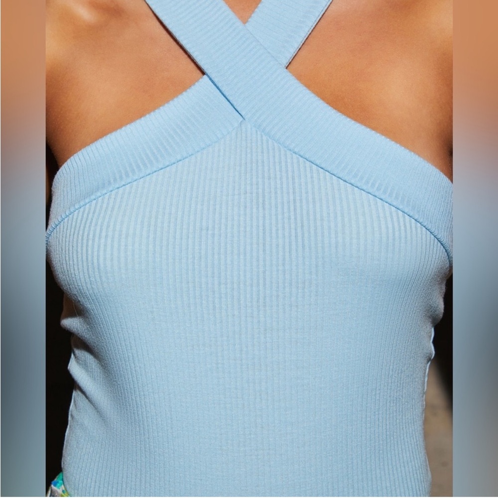 Blue Bodysuit Halter Top - Picture 3 of 8
